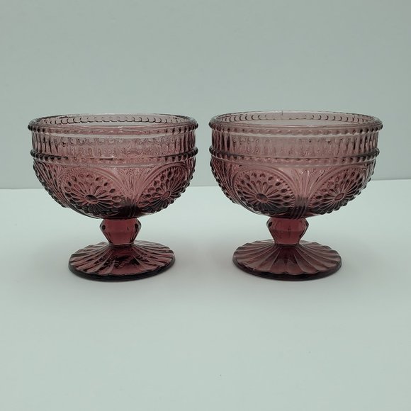 Pioneer Woman Adeline Plum Ice Cream Sundae Dish Footed Purple Dessert Cups - Picture 1 of 7